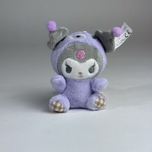 Sanrio‎ KUROMI Plush Mascot Key Chain, Purple Bear Costume Hello Kitty 5in